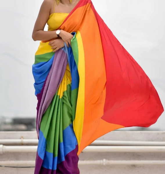 Multicolor Rainbow Modal Viscose Saree