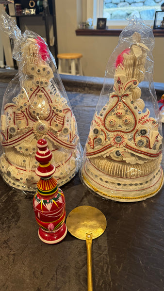 Authentic Sholar Topor & Mukut Pair for Bengali Bride and Groom Wedding