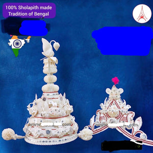 Authentic Sholar Topor & Mukut Pair for Bengali Bride and Groom Wedding