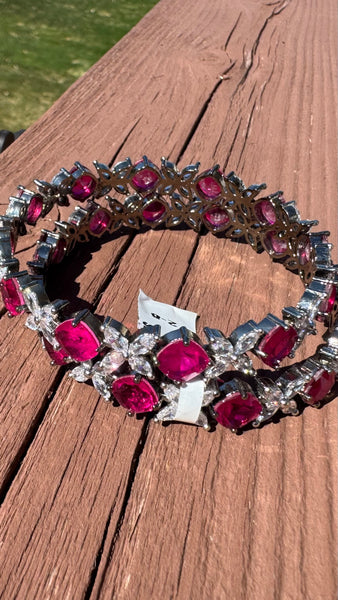 Golden CZ American Diamond Bangle Set