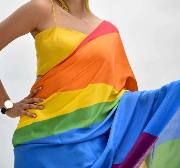 Multicolor Rainbow Modal Viscose Saree