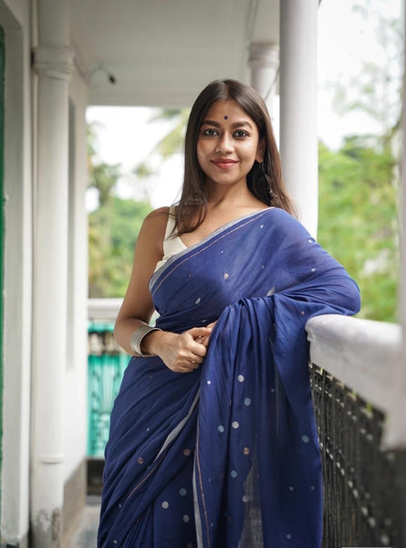 Blue Cotton Handloom saree