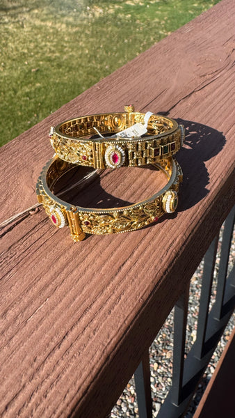 Openable Rajwadi Gold Indian Kada Bangles