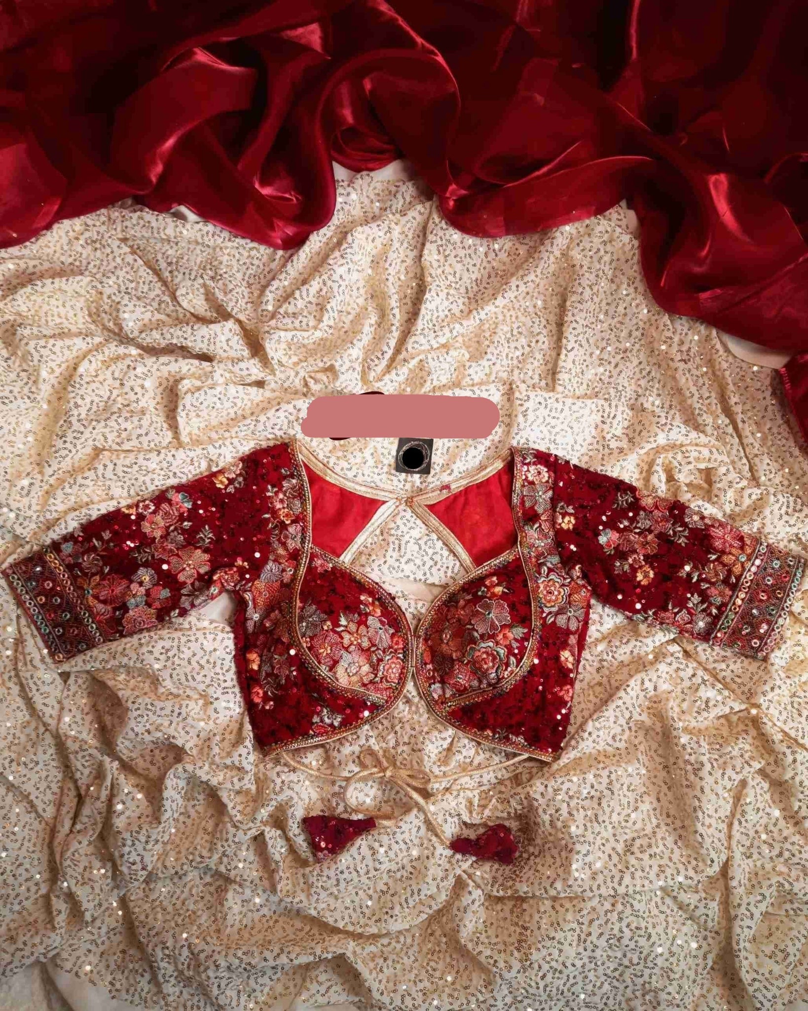 Maroon Georgette Blouse With Multicolor Thread