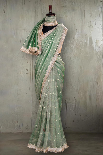Pistachio Pastel Green Tissue Banarasi