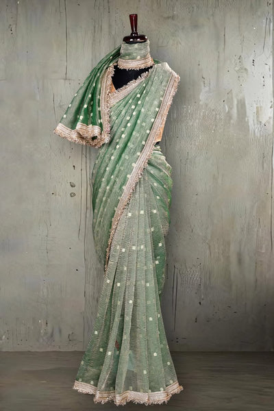 Pistachio Pastel Green Tissue Banarasi