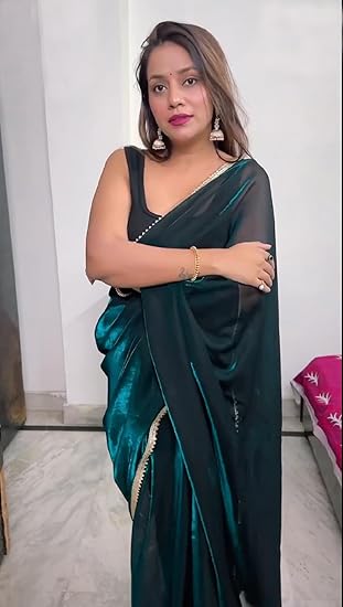 Pre-Stitched One Minute Ready to Wear Electric Blue Jimichu Silk Saree