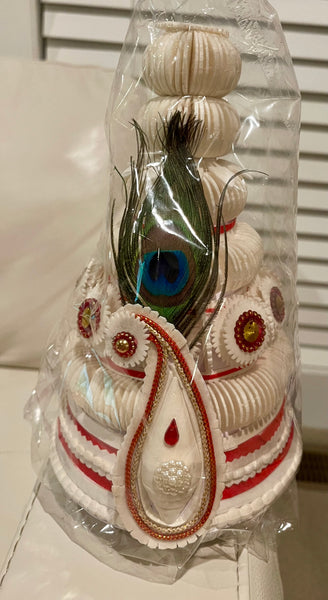 Toddler Boys Sholar Topor with Peacock Feather for Annaprashan Ceremony