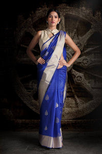 Royal Blue Chanderi Cotton Silk Saree