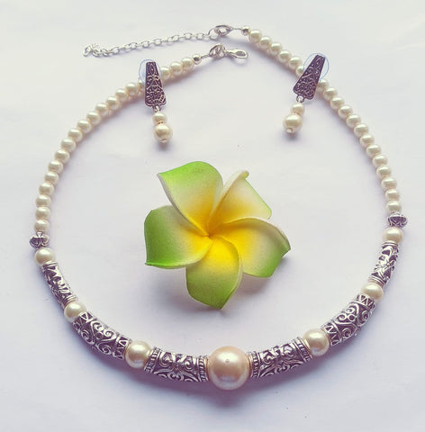 Hasli Choker Pearl Oxidized Necklace and Earring Set