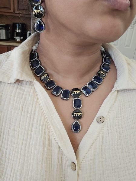 Sabyasachi Inspired Blue Victorian Necklace Set