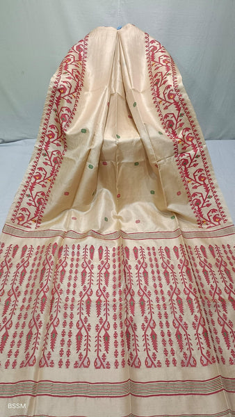 Red Handwoven Pure Tussar Silk Jamdani Saree