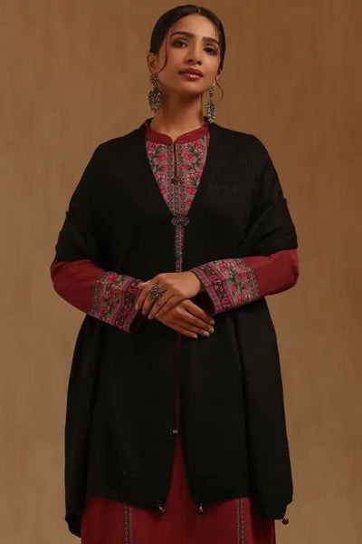 Black Acrylic Knitted Shawl