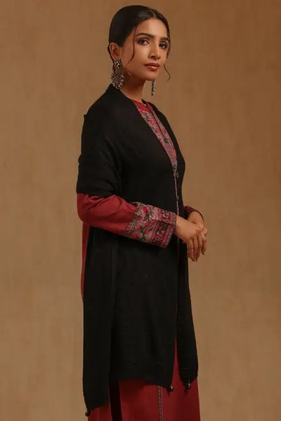 Black Acrylic Knitted Shawl