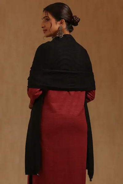 Black Acrylic Knitted Shawl