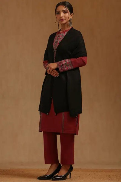 Black Acrylic Knitted Shawl