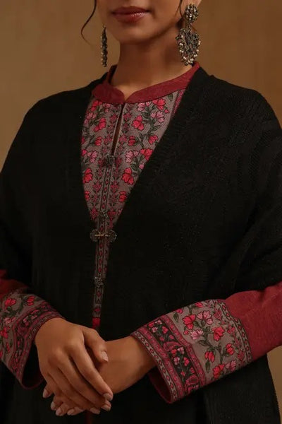 Black Acrylic Knitted Shawl