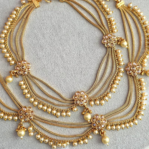 Bridal Polki Gold Plated Anklet Pair