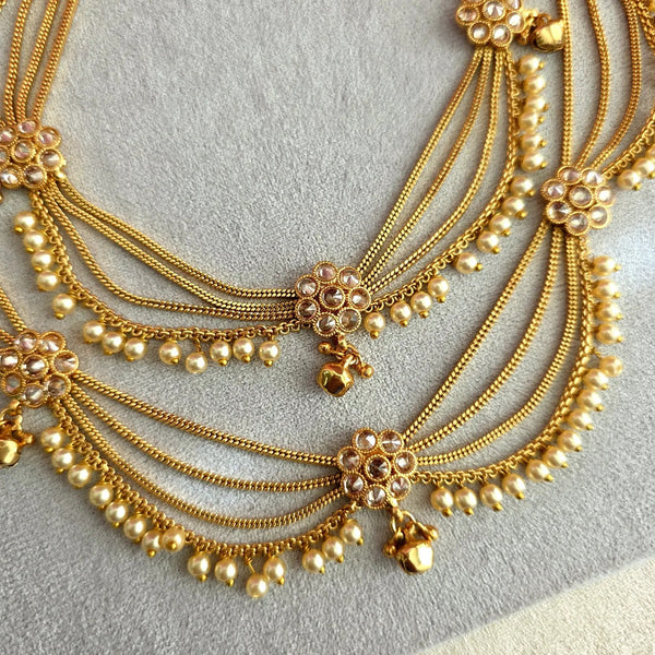 Bridal Polki Gold Plated Anklet Pair