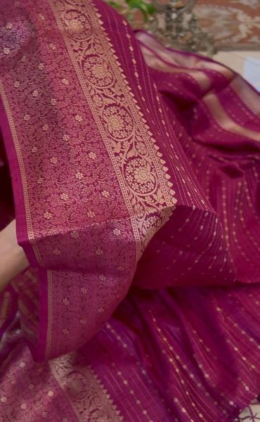 Wine Deep Magenta Munga Tussar Silk Saree