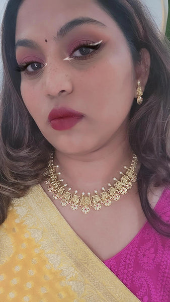Kamala designer gold plated necklace set in Ruby