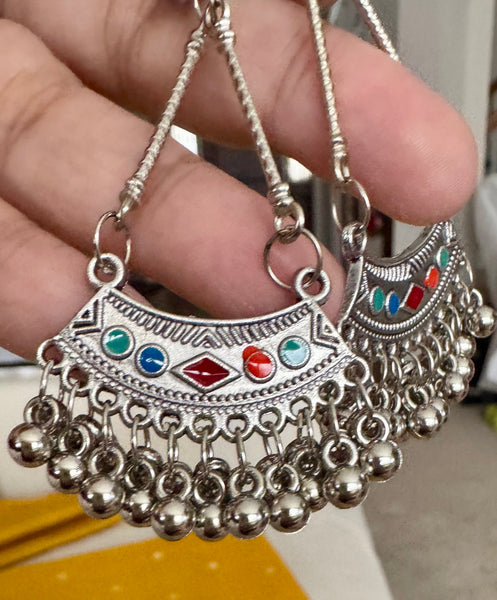 Multicolor German Silver Earrings