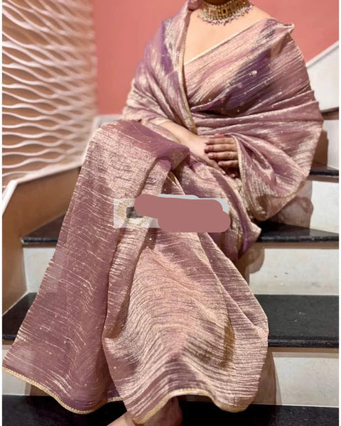 Lavender Crushed Tissue Saree