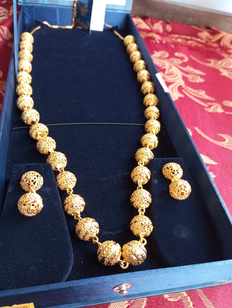 Citgold Beaded Necklace Golden Brass Gold-Plated Jewelry Set
