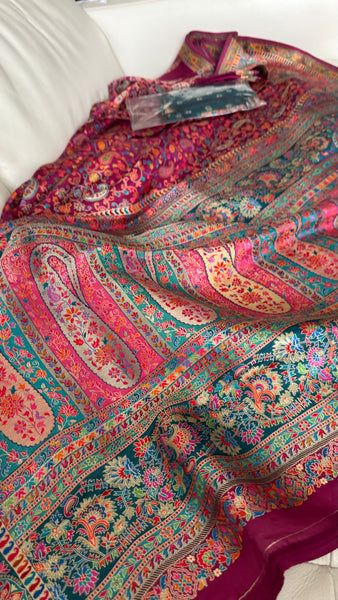 Magenta Mauve Pashmina Kani Silk Saree