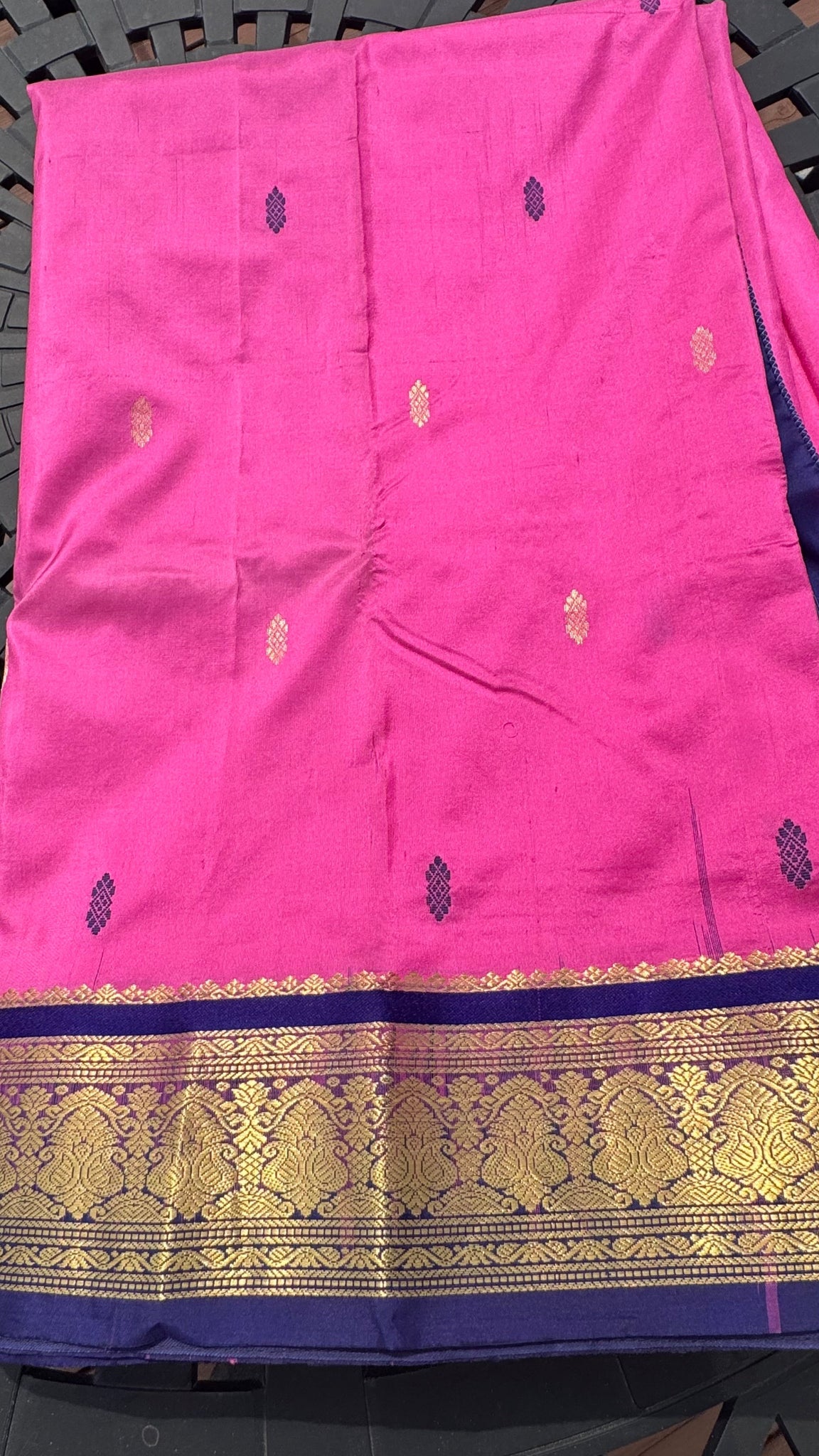 Pink and Navy Blue Soft Silk Saree