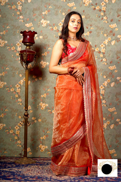 Marigold Shagun Glass Tissue Saree