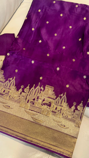 Kashi Elegance – Purple and Gold Mashru Silk Banarasi Handloom Saree