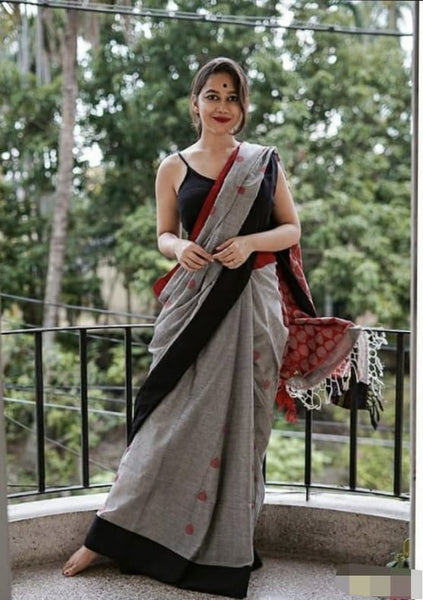 Pure Handloom Cotton Rain Drop Saree