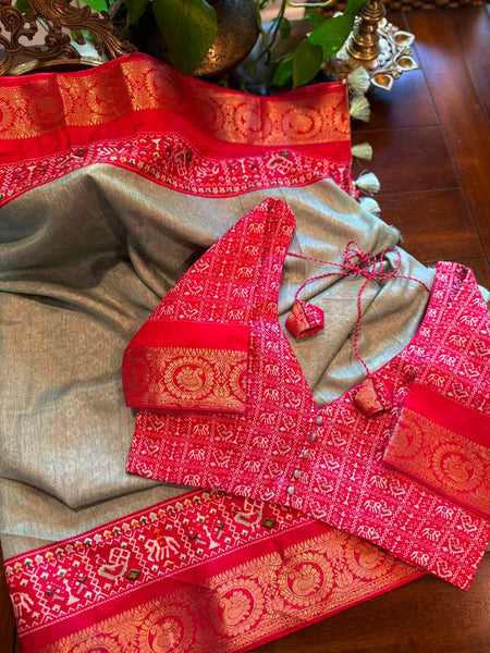Patola print matka tussar silk cotton saree!