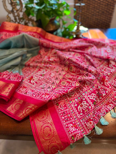 Patola print matka tussar silk cotton saree!