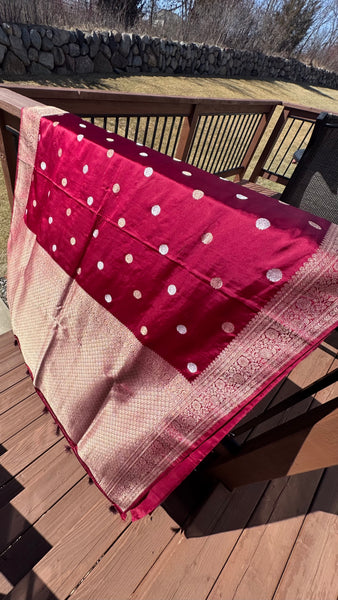 Deep Maroon and Dual Tone Soft Silk Saree