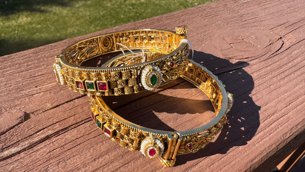 Openable Rajwadi Gold Indian Kada Bangles