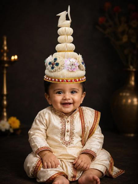 Toddler Boys Sholar Topor for Annaprashan Ceremony