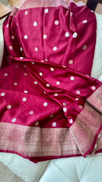 Deep Maroon and Dual Tone Soft Silk Saree