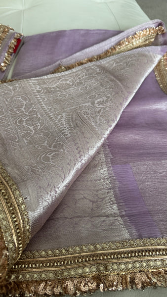 Lavendar Lilac Purple Tissue Banarasi