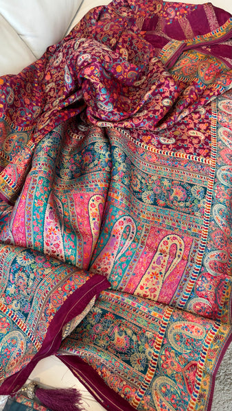 Magenta Mauve Pashmina Kani Silk Saree