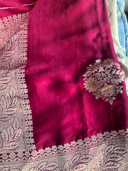Wine Dual Tone Mashru Soft Silk Saree