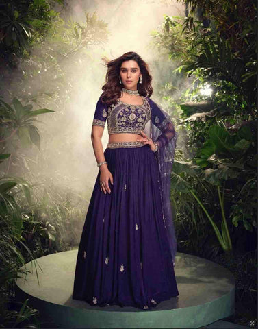 Purple, Gold, and Silver Lehenga Choli Set