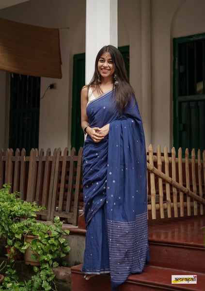 Blue Cotton Handloom saree