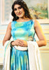 Blue Digital Print Satin Silk Lehenga Set