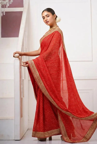 Red Kota Saree with Red Border for Wedding