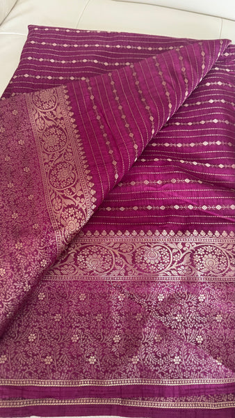 Wine Deep Magenta Munga Tussar Silk Saree