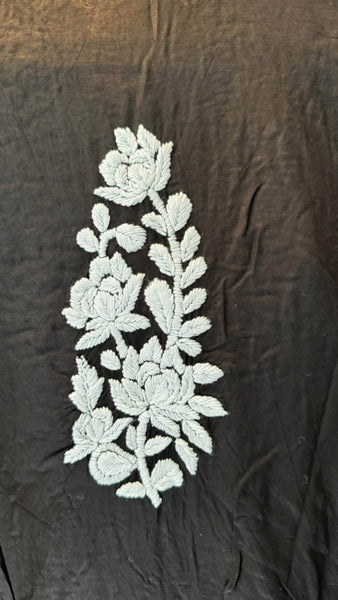 Pure Cotton Black and White Handwoven Chikankari Long Kurti