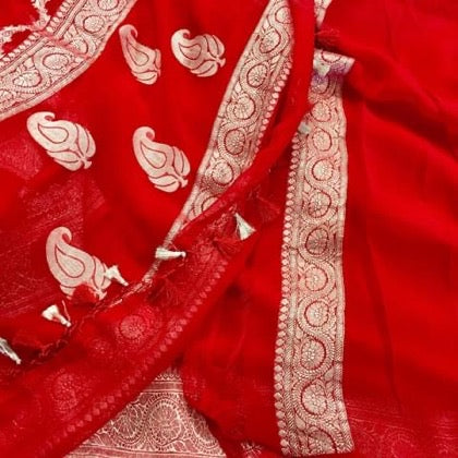 Red Banarasi Georgette Silk