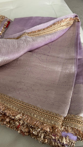 Lavendar Lilac Purple Tissue Banarasi